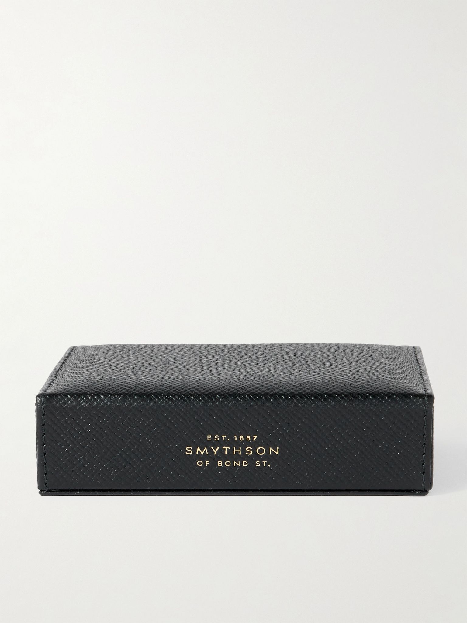 Small Panama Cross-Grain Leather Trinket Box Black - 3