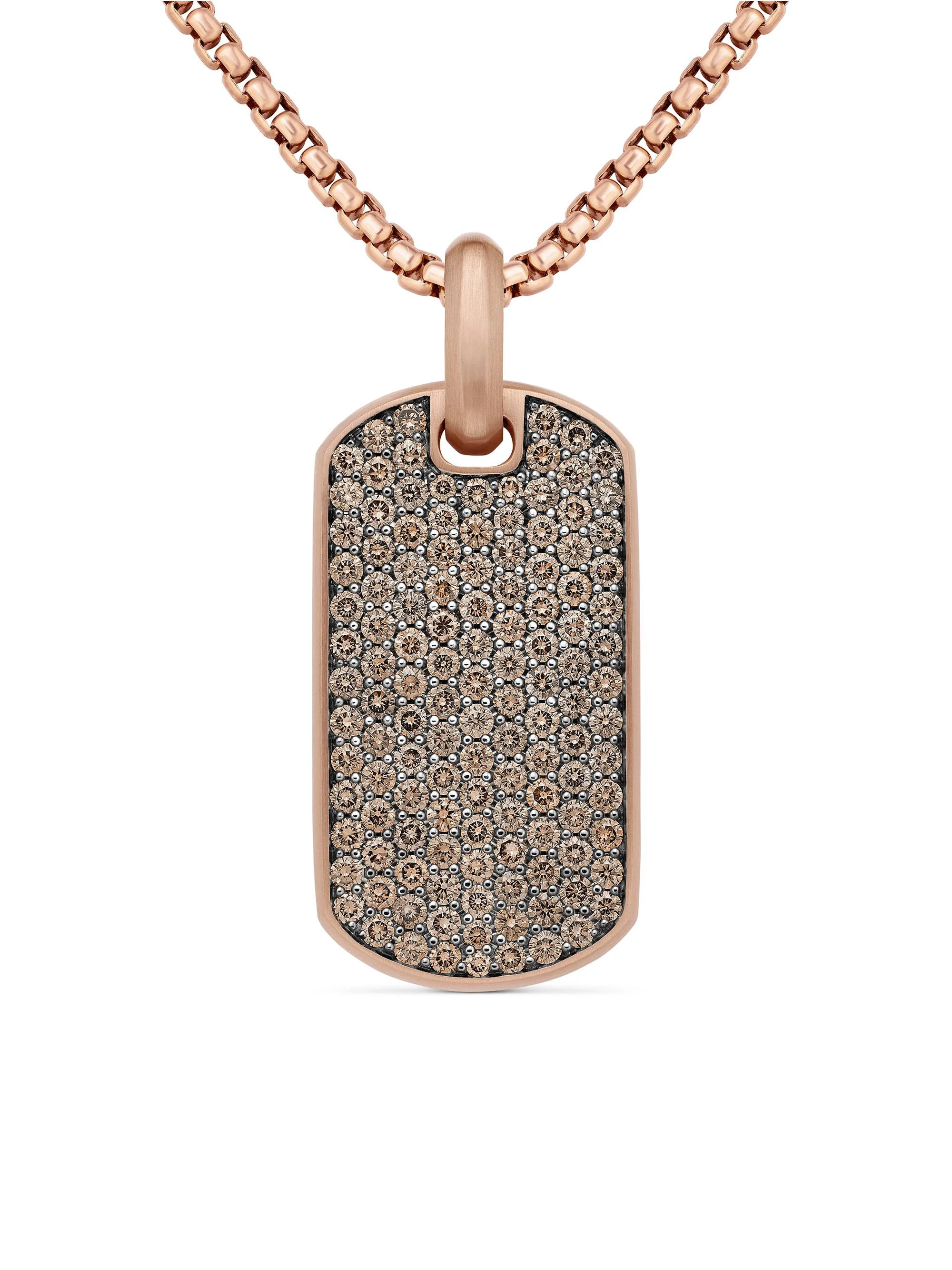 Men's Chevron Pavé Tag In 18K Rose Gold - Rose Gold - 1