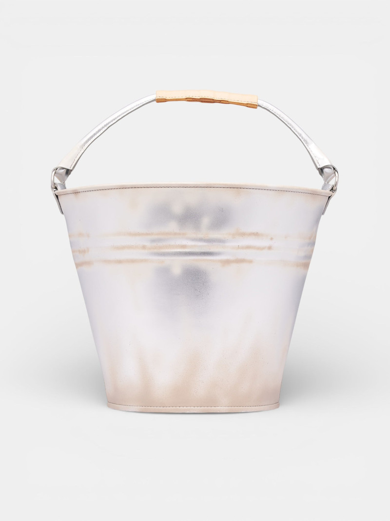 Silver Leather Bucket Bag 1