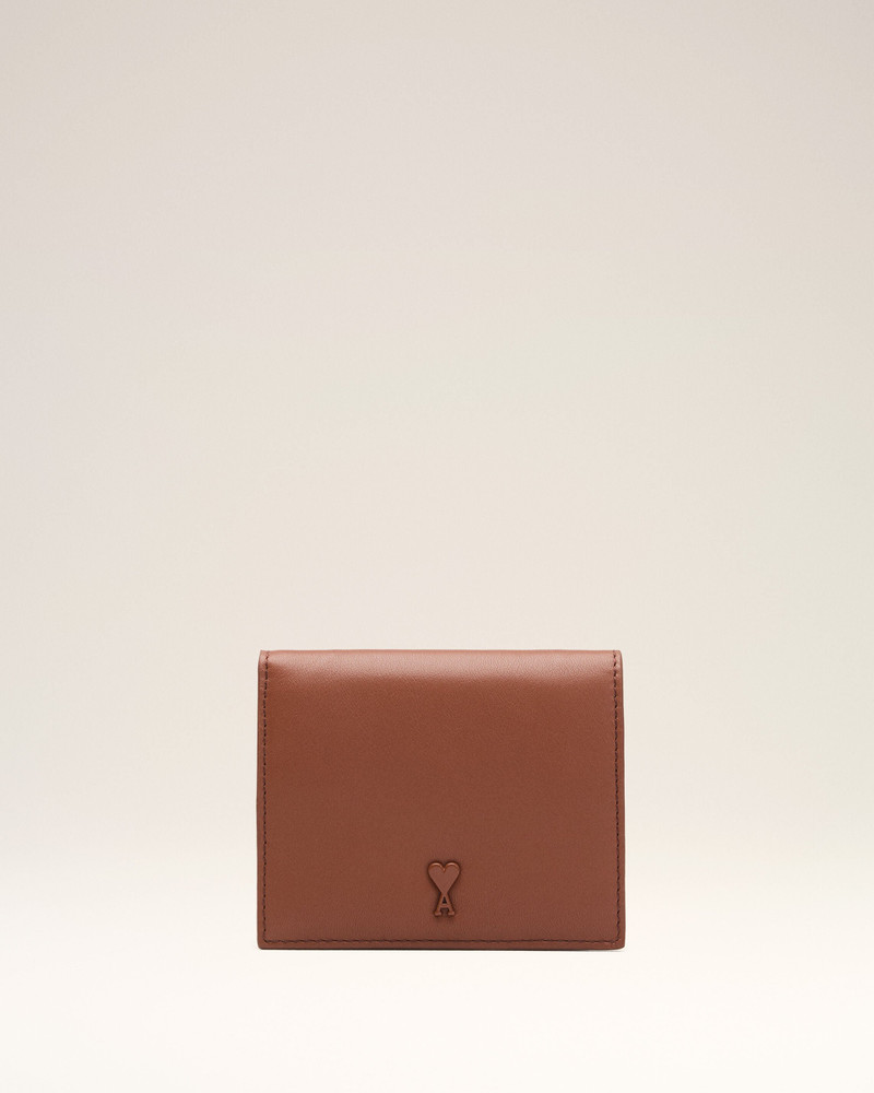 BROWN COWHIDE LEATHER AMI DE COEUR BIFOLD WALLET 1