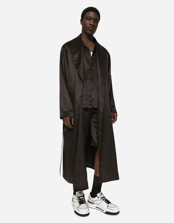 Silk satin robe with metal DG logo - 5