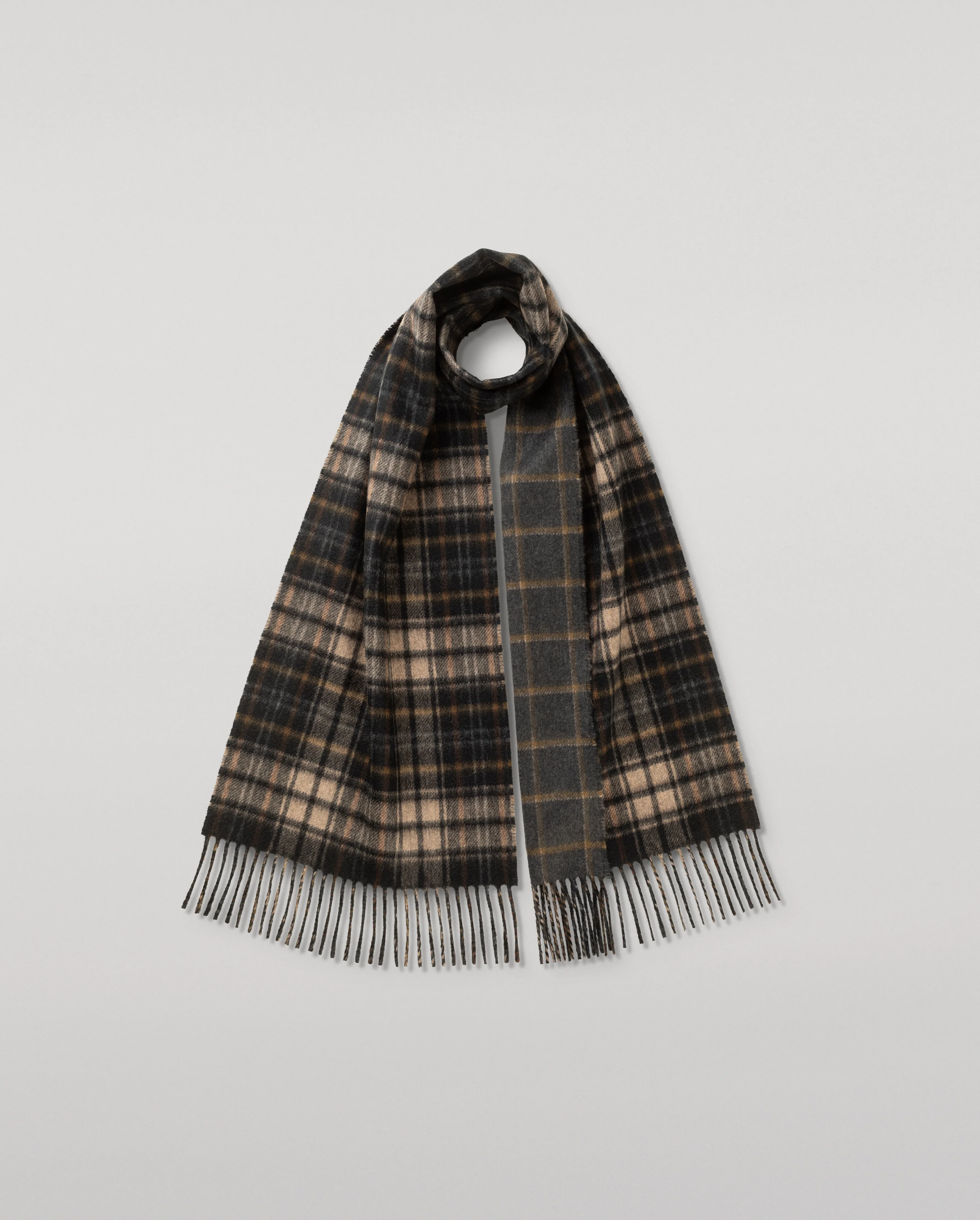 Dunnottar Tartan & Windowpane Cashmere Scarf - 1