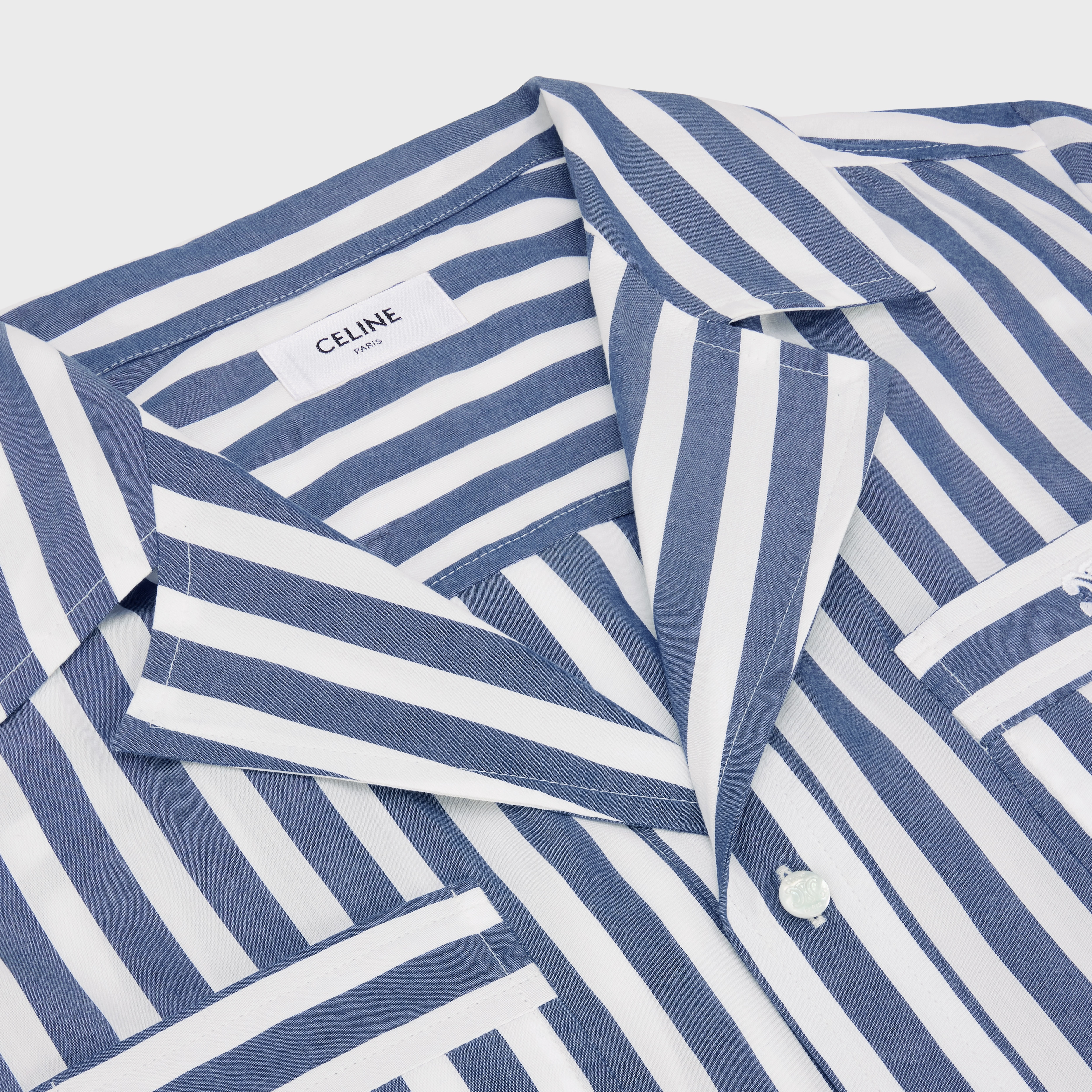 BLOUSE WITH OPEN COLLAR IN STRIPED LYOCELL - 3