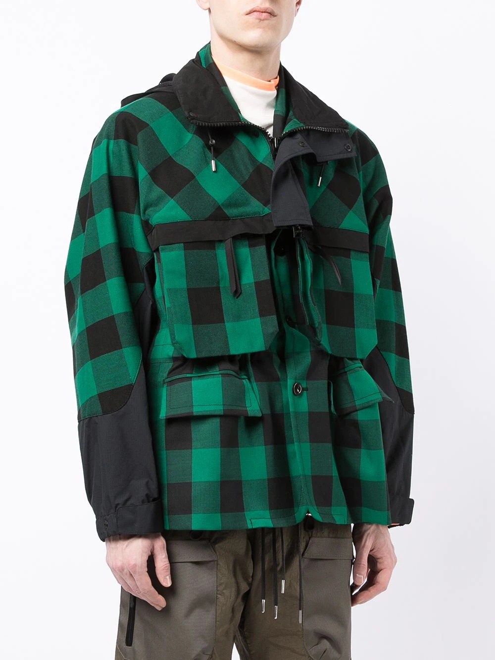 plaid-pattern hooded jacket - 3