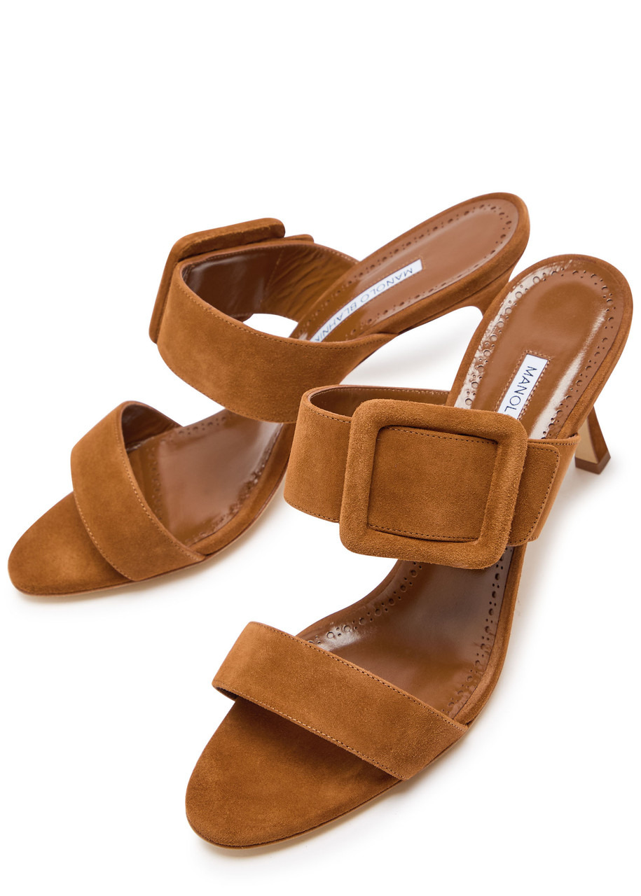Manolo Blahnik Gable 70 Buckle-embellished Suede Mules - 3
