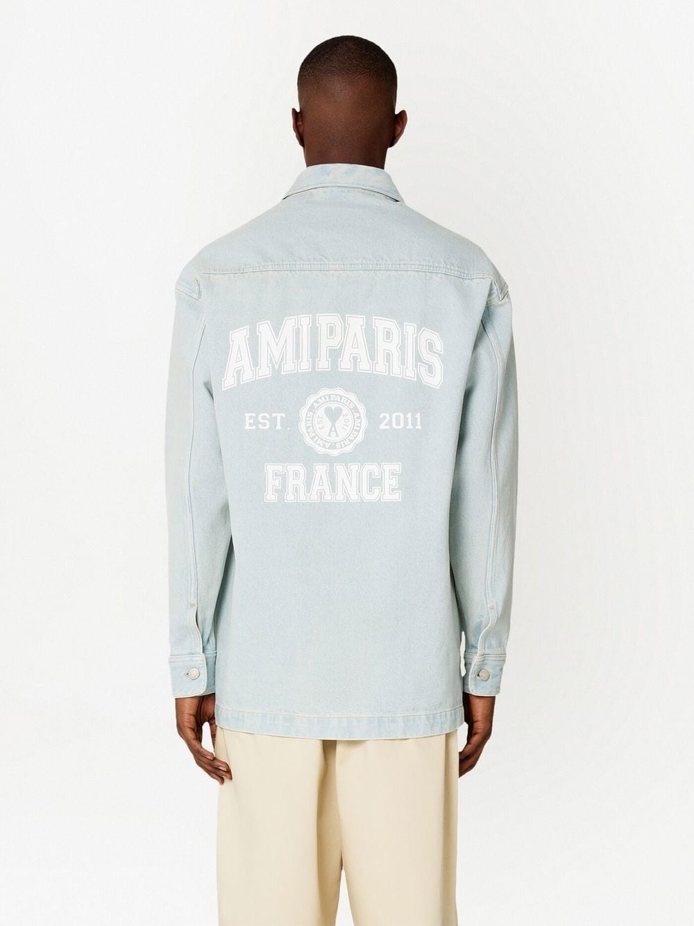 logo-print denim overshirt - 5