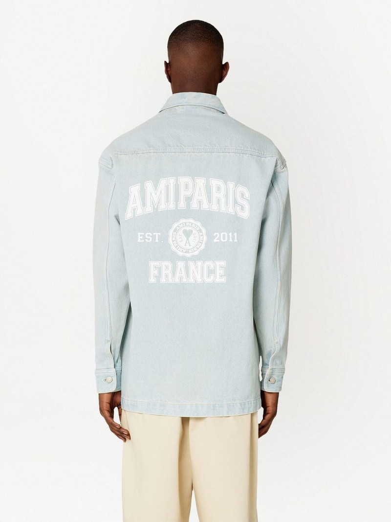 logo-print denim overshirt 5