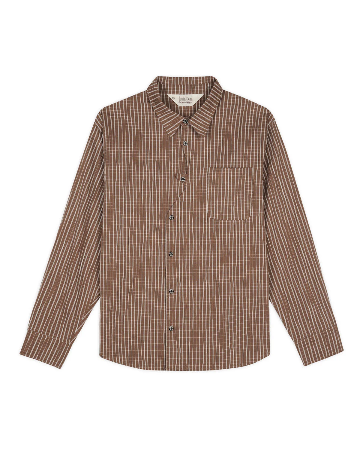 Organic Placket Button Up Shirt - Brown - 1