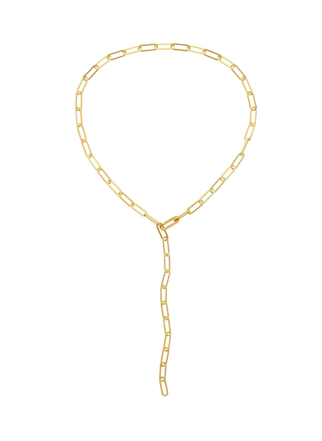 GOLD CHAIN PAPERCLIP LONG NECKLACE - 1