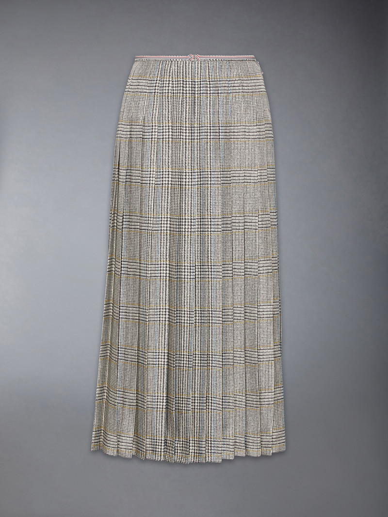 HUNTING TWEED SILK TWILL PLEATED SKIRT 1