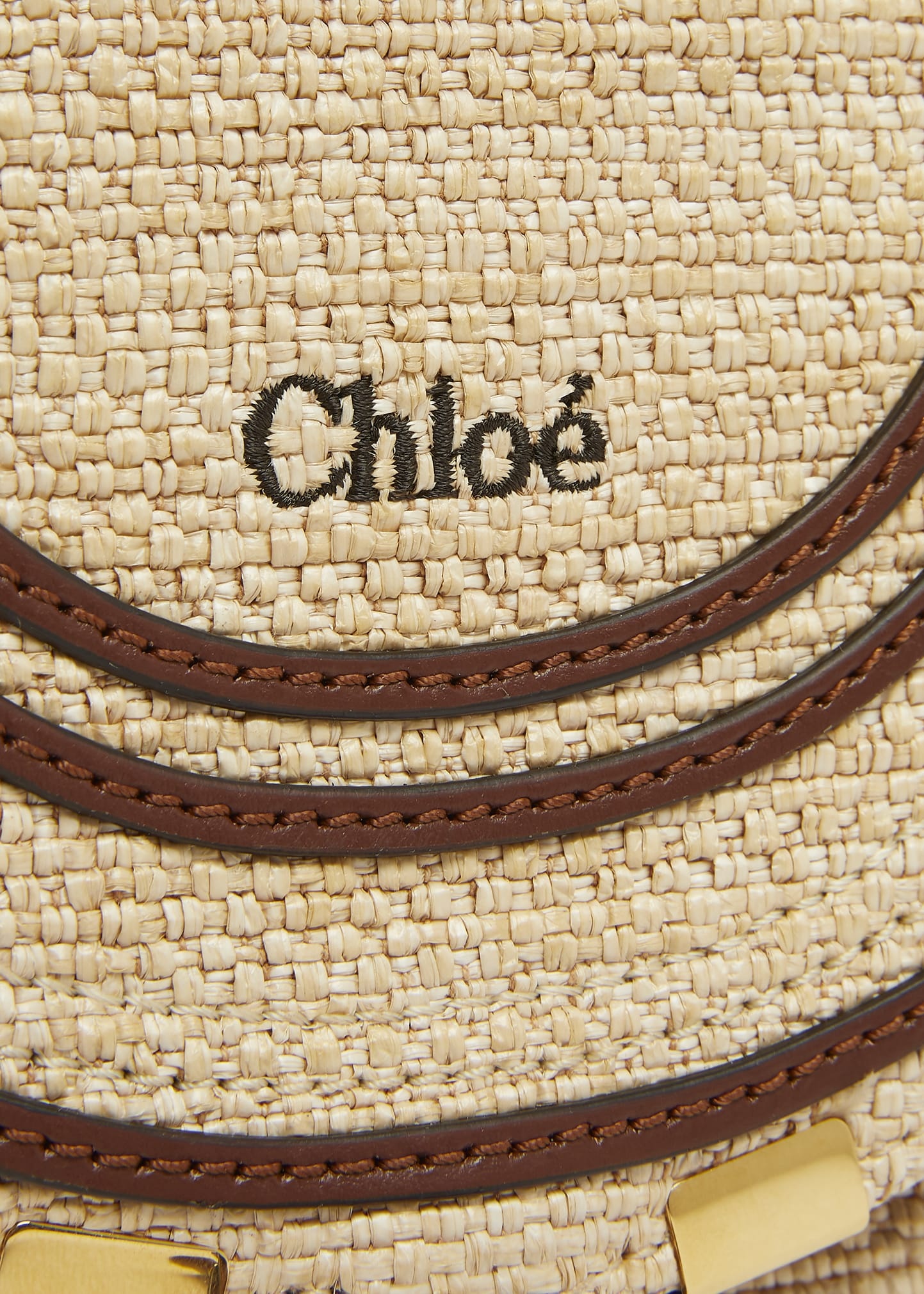 Marcie Flap Saddle Crossbody Bag in Raffia Fabric and Leather - 5