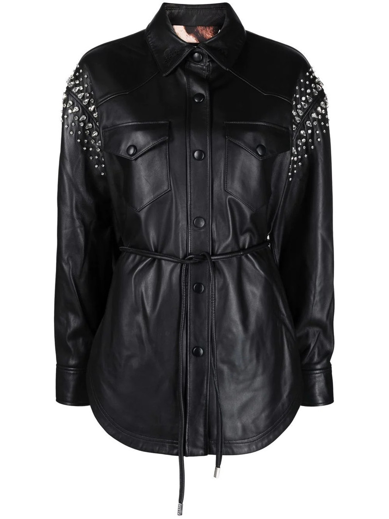 crystal-studded 가죽 셔츠 1