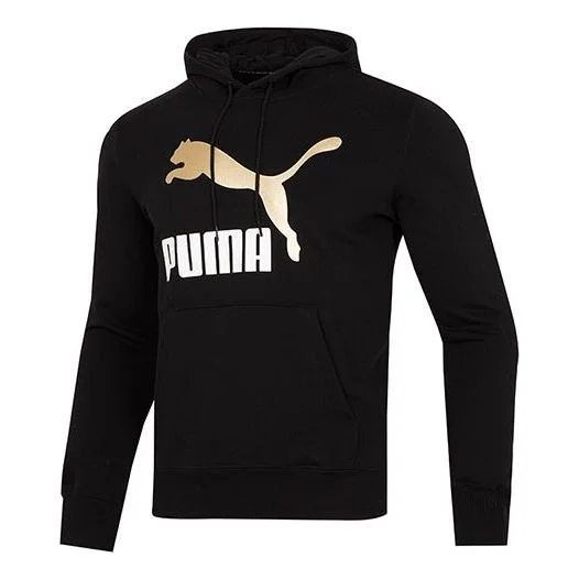 PUMA Classics Metallic Logo TR Logo Printing hooded Sports Black 535341-01 - 1