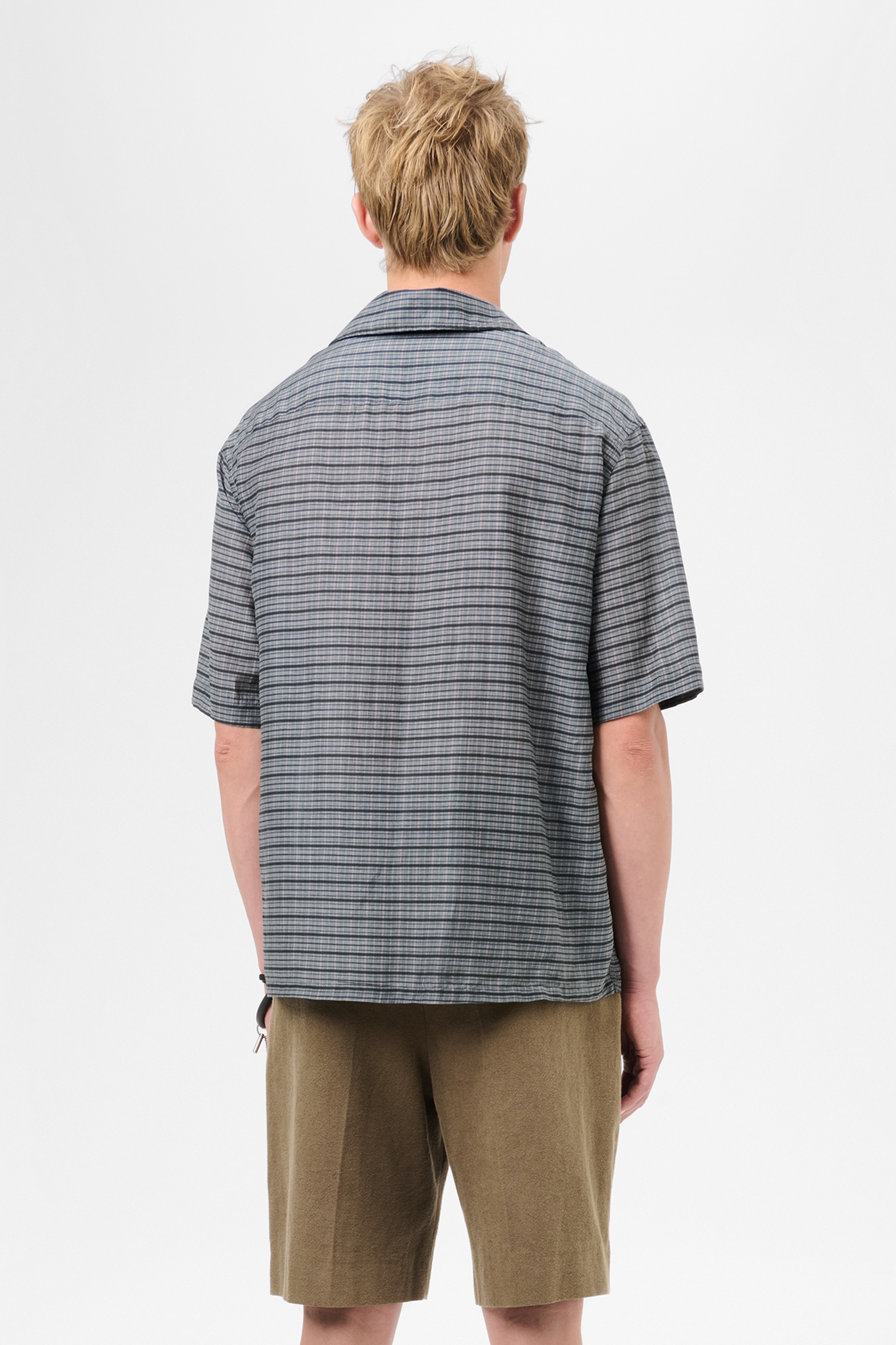 Heusen Shirt Shortsleeve Picnic Check Cotton Silk - 6