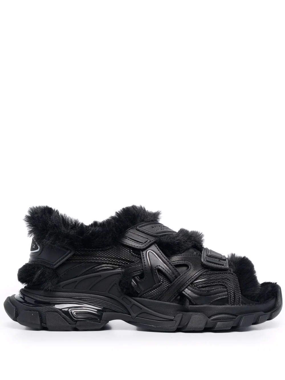 Track faux-fur touch-strap sandals - 1