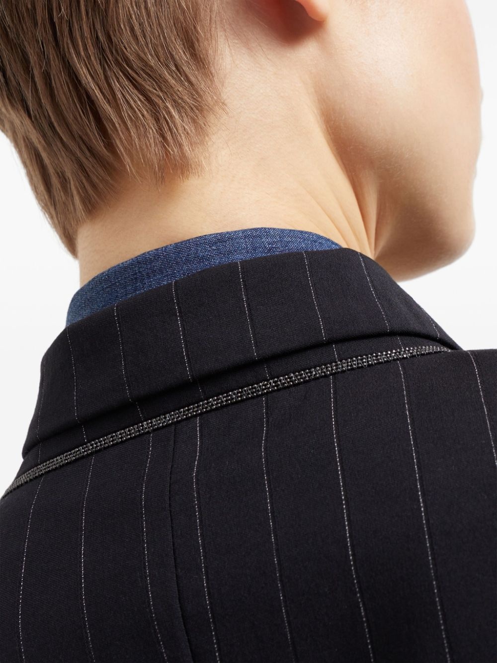 pinstripe Monili-trim blazer - 5