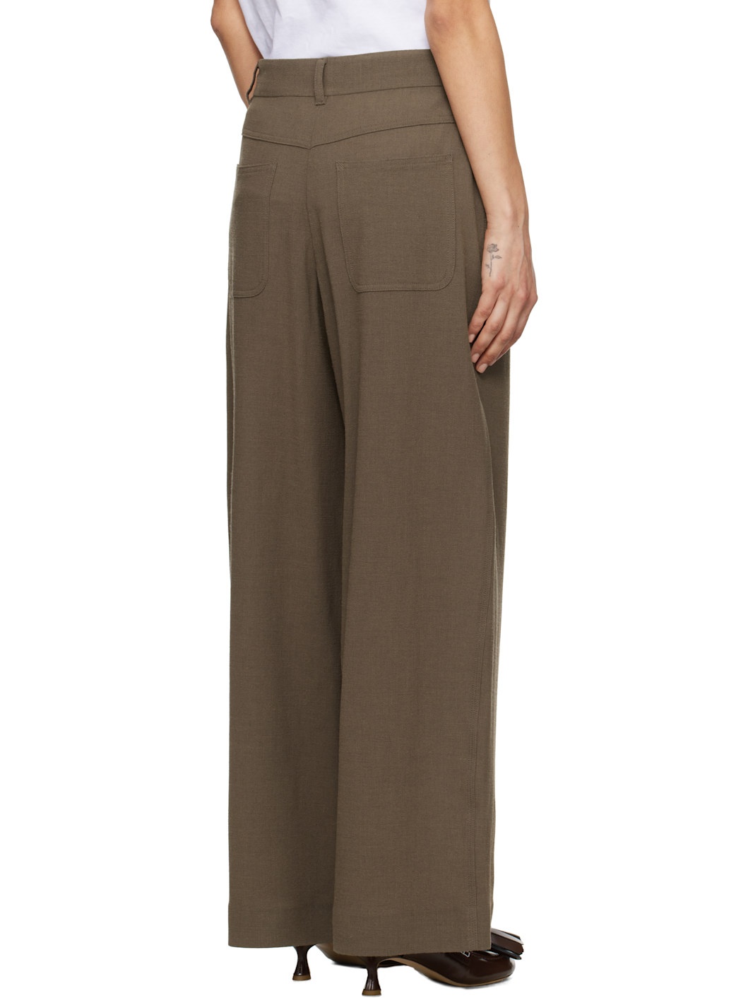 Brown Straight Leg Trousers - 3