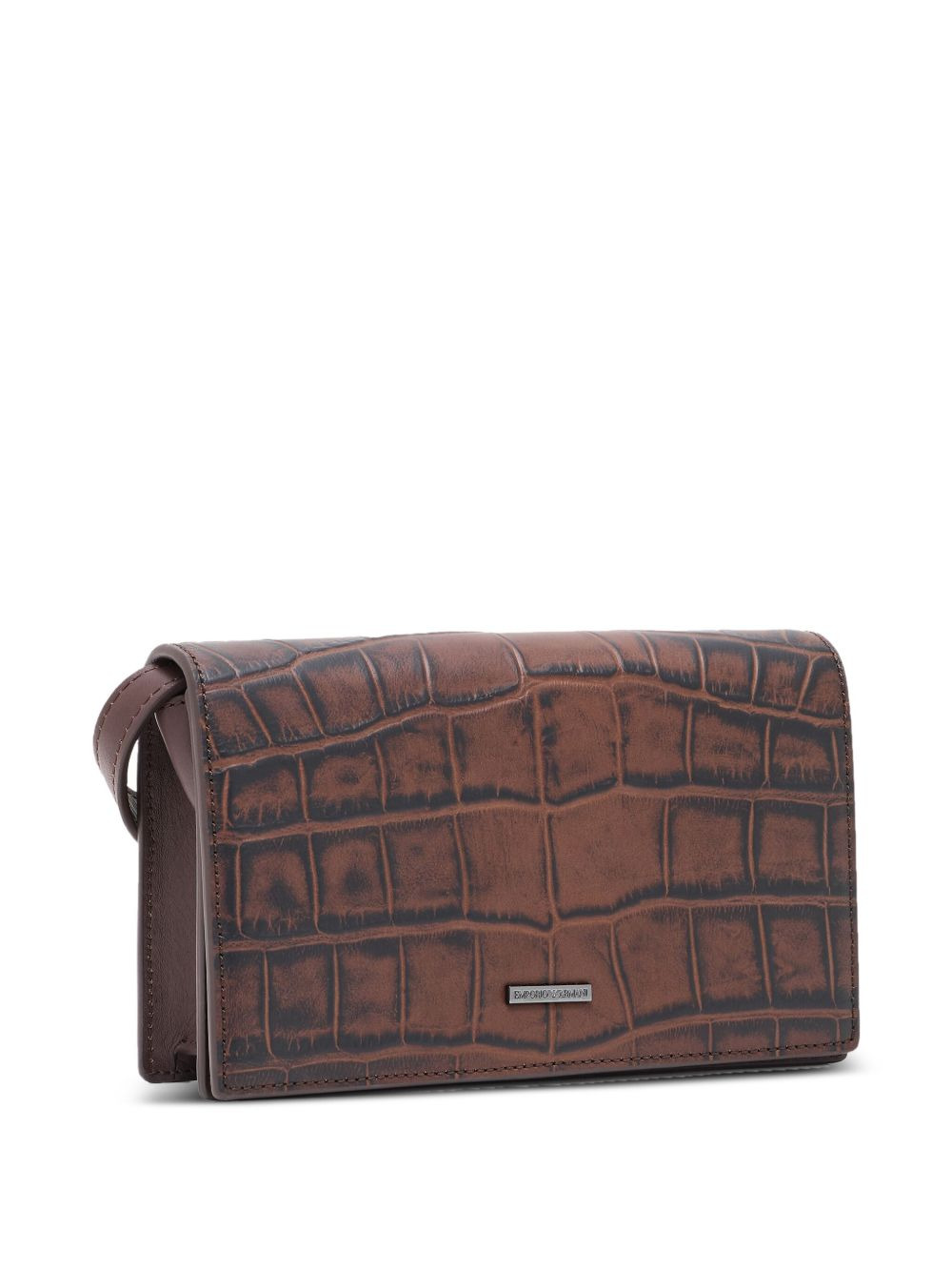crocodile-embossed leather shoulder bag - 3