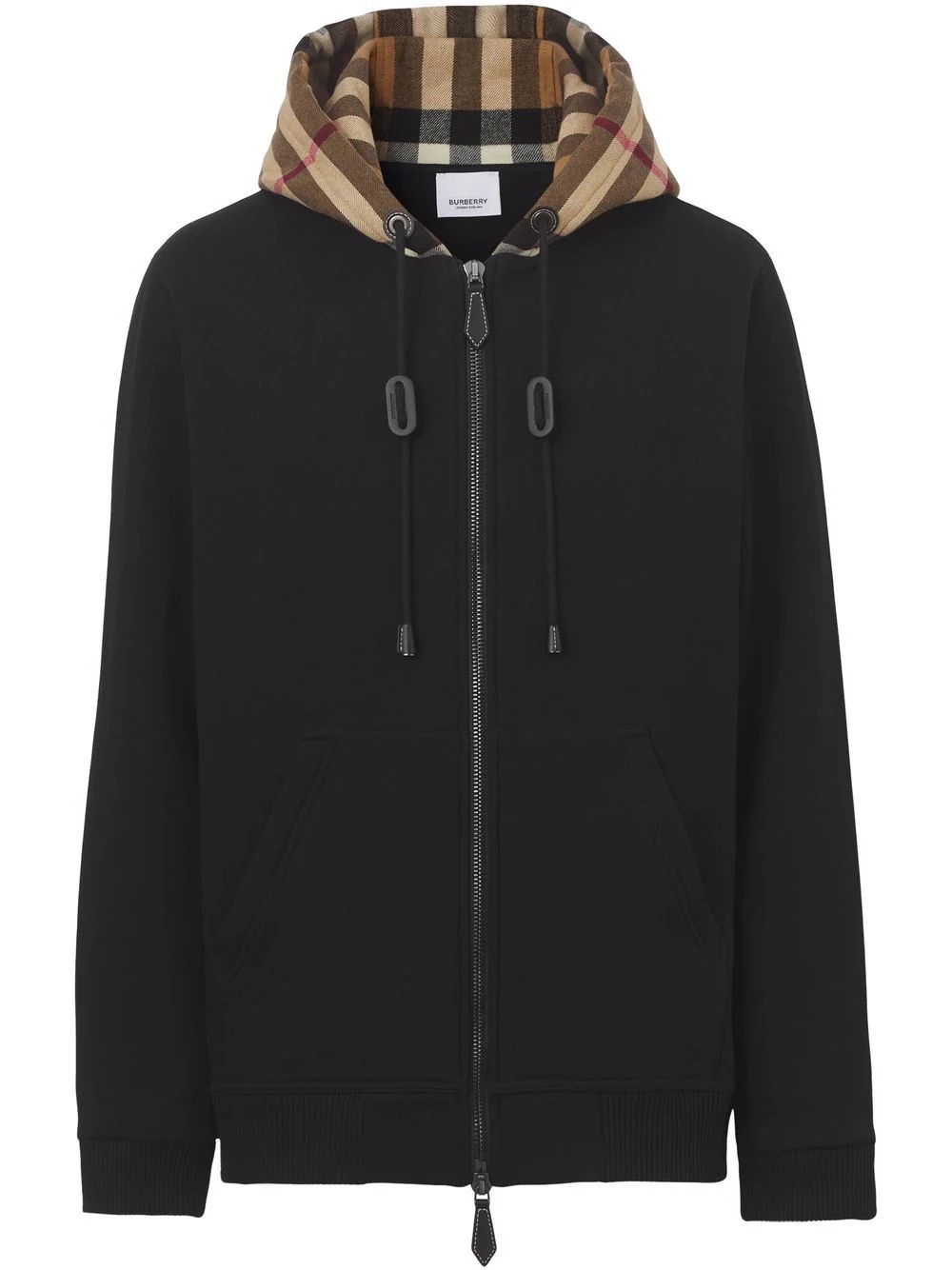 check-hood panelled hoodie - 1