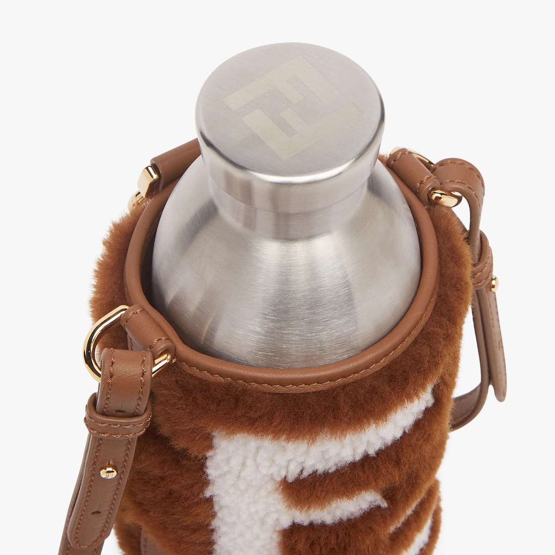 Brown FF leather flask holder - 3