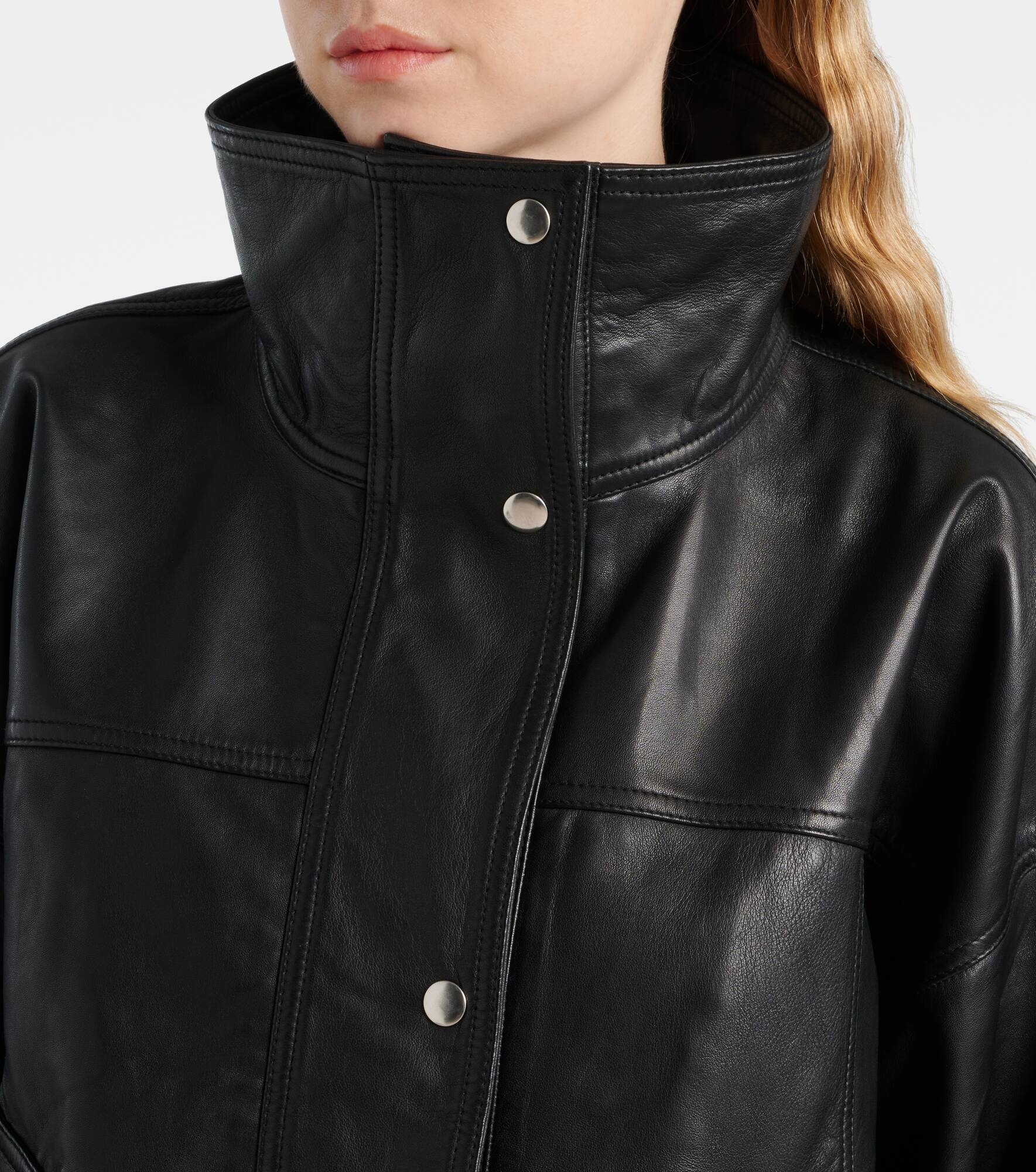 Leather bomber jacket - 4