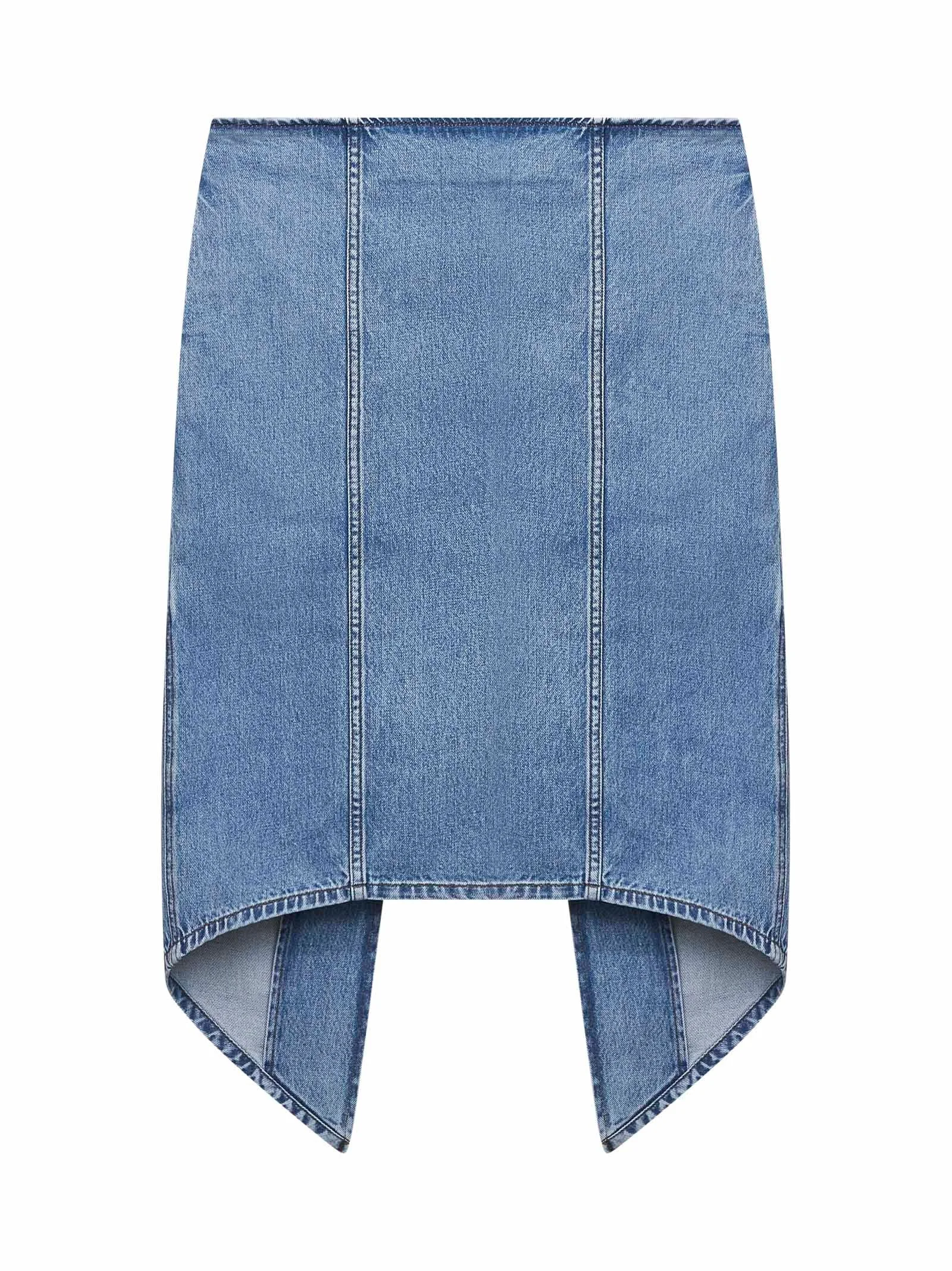 Light blue cotton denim layered midi skirt - 1