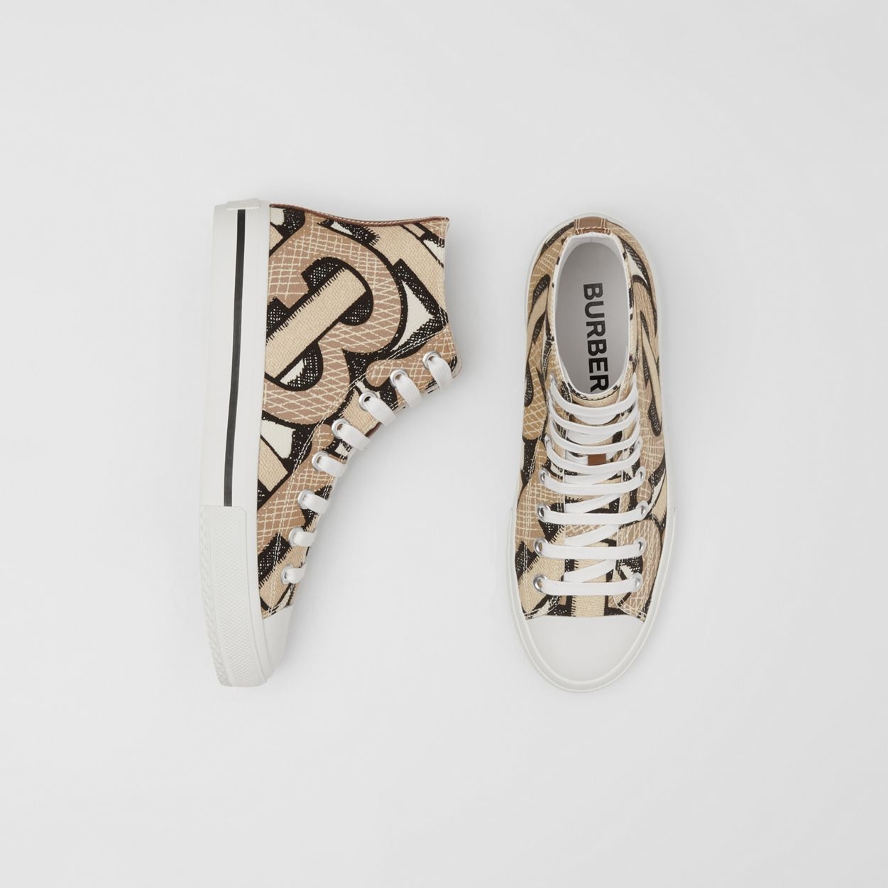 Monogram Print Cotton Canvas High-top Sneakers - 3