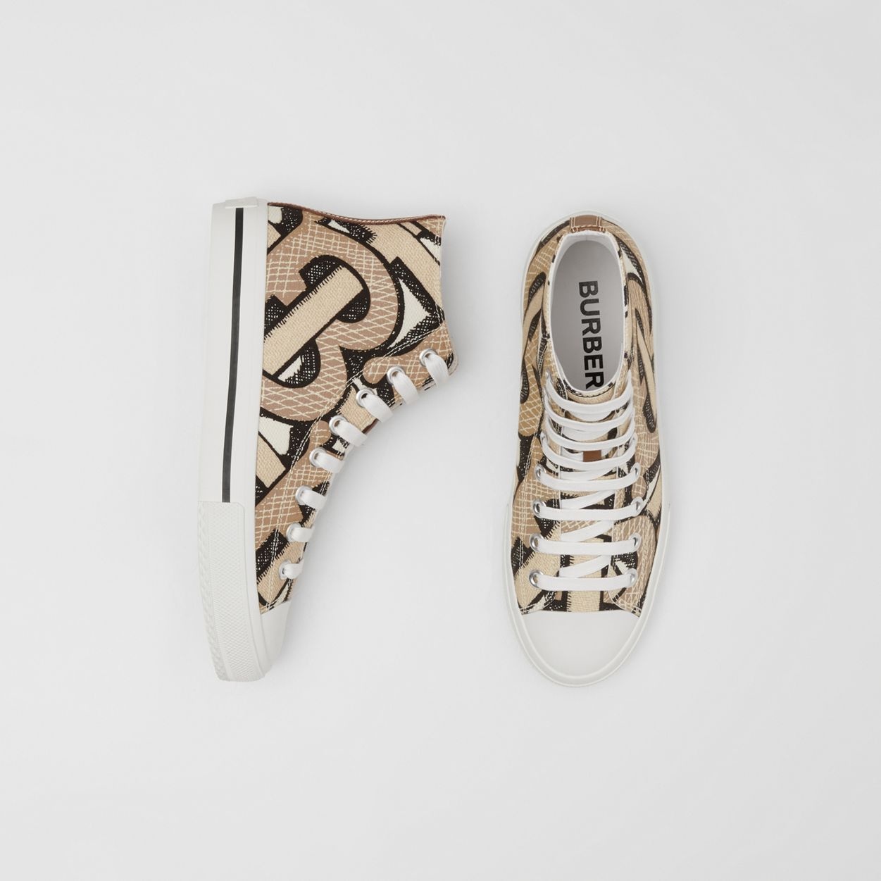 Monogram Print Cotton Canvas High-top Sneakers - 2