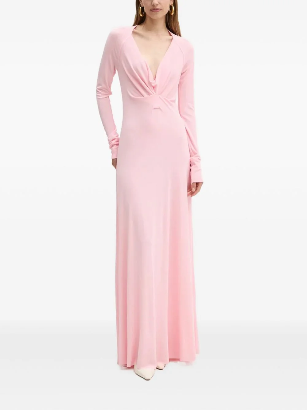 long-sleeve twisted maxi dress - 1