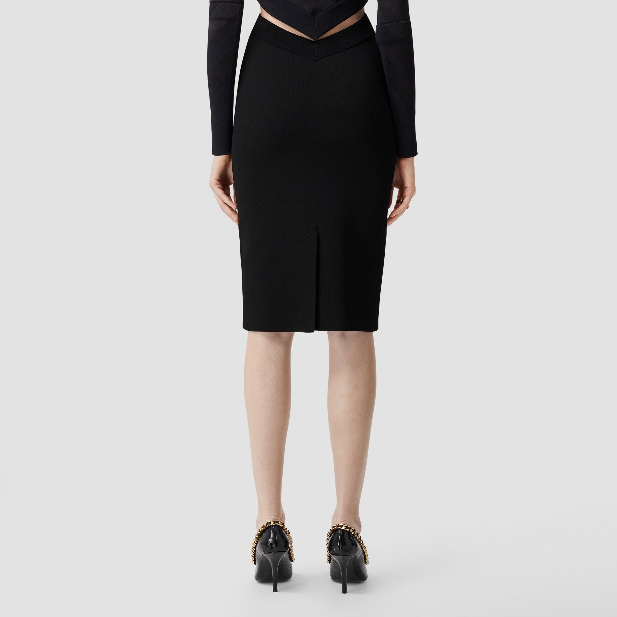 Viscose Blend Knitted Pencil Skirt - 3
