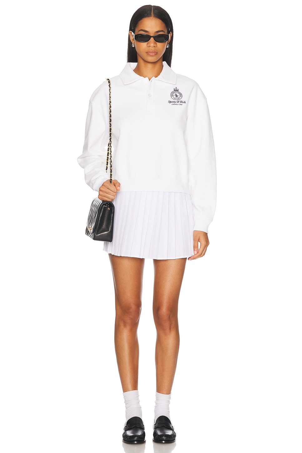 Crown Country Embroidered Cropped Polo Sweater - 4