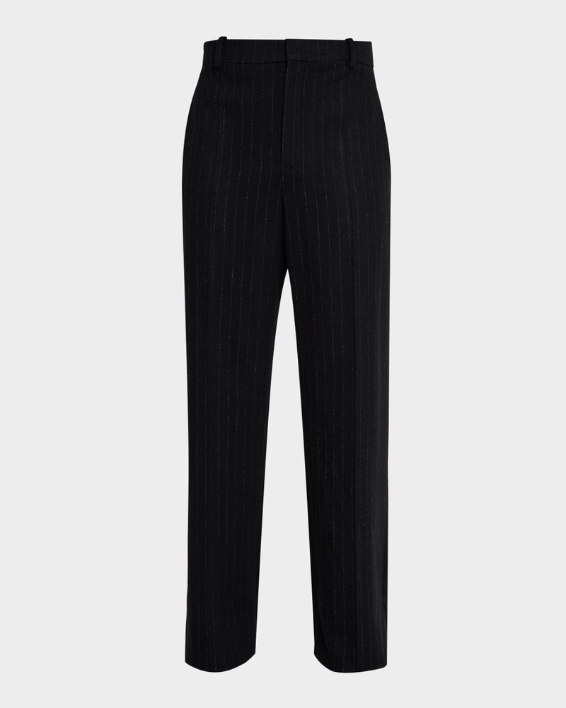 남자의 모직과 캐시미어 똑바른 Leg Pinstripe 바지 1