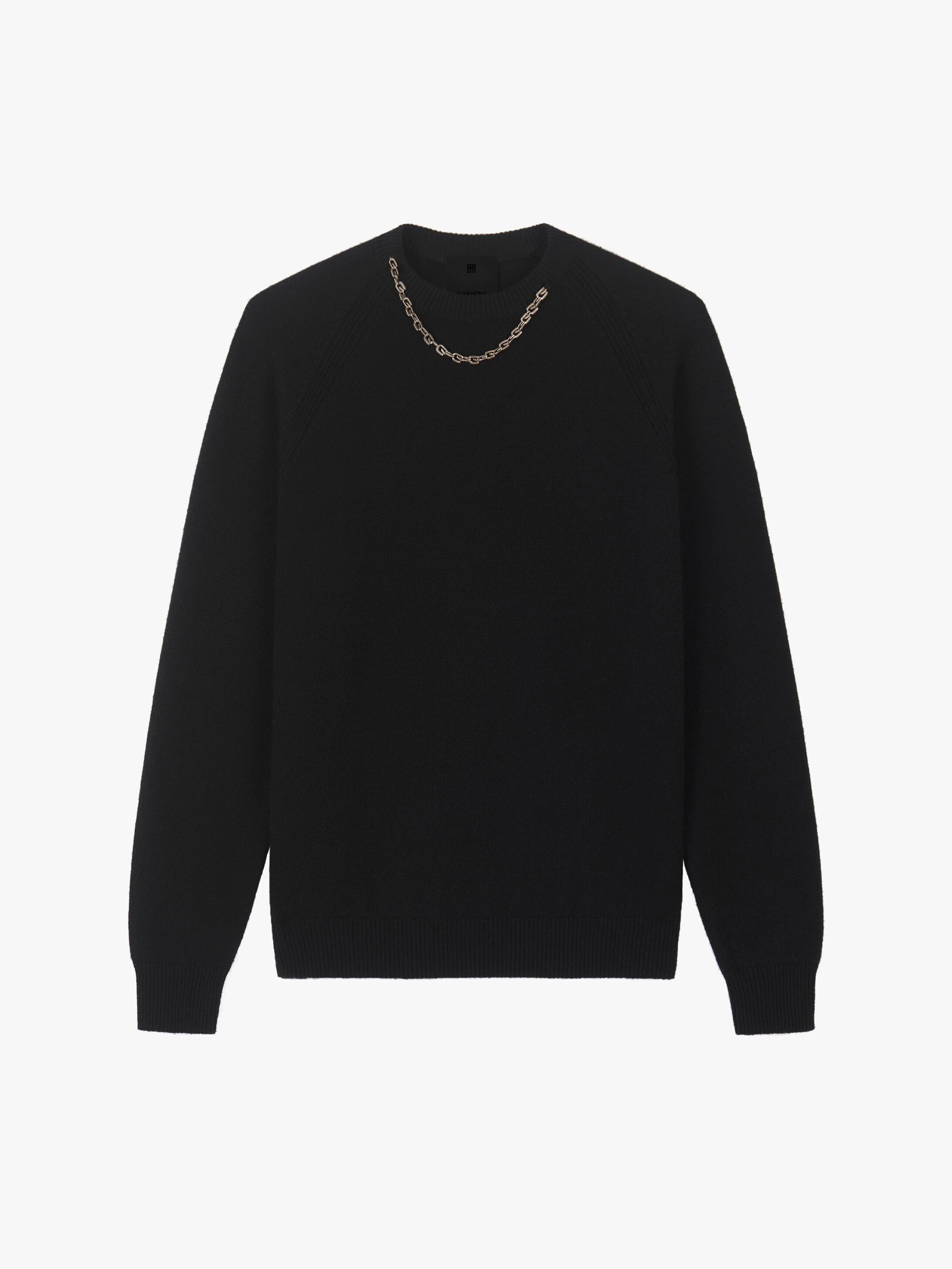 SWEATER IN CASHMERE WITH CHAIN COLLAR - 1