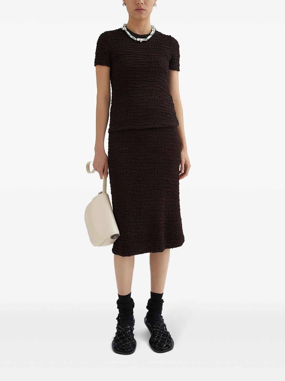 high-waist crinkled midi skirt - 2