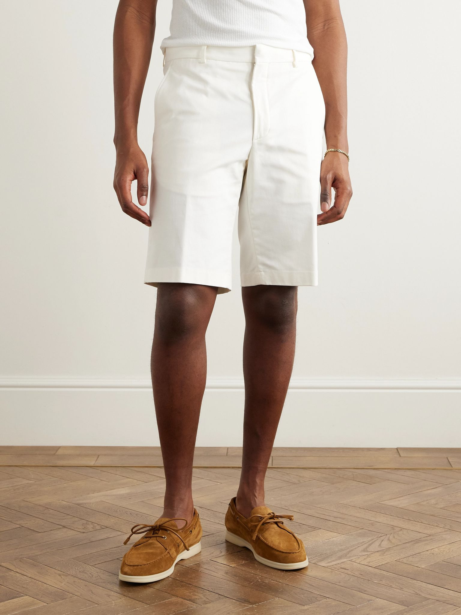 Jarno Straight-Leg Stretch-Cotton Bermuda Shorts White - 3