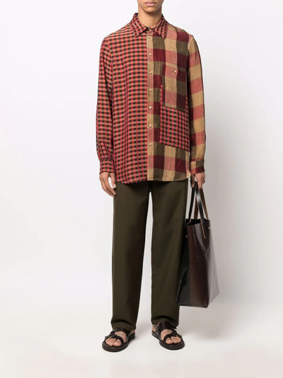 UMA WANG panelled-check shirt outlook