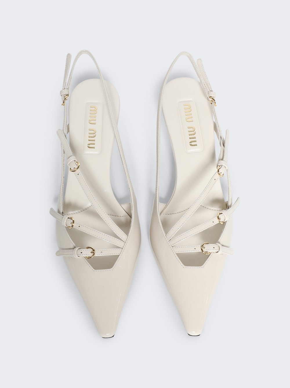Patent Leather Slingbacks With Buckles White - 5