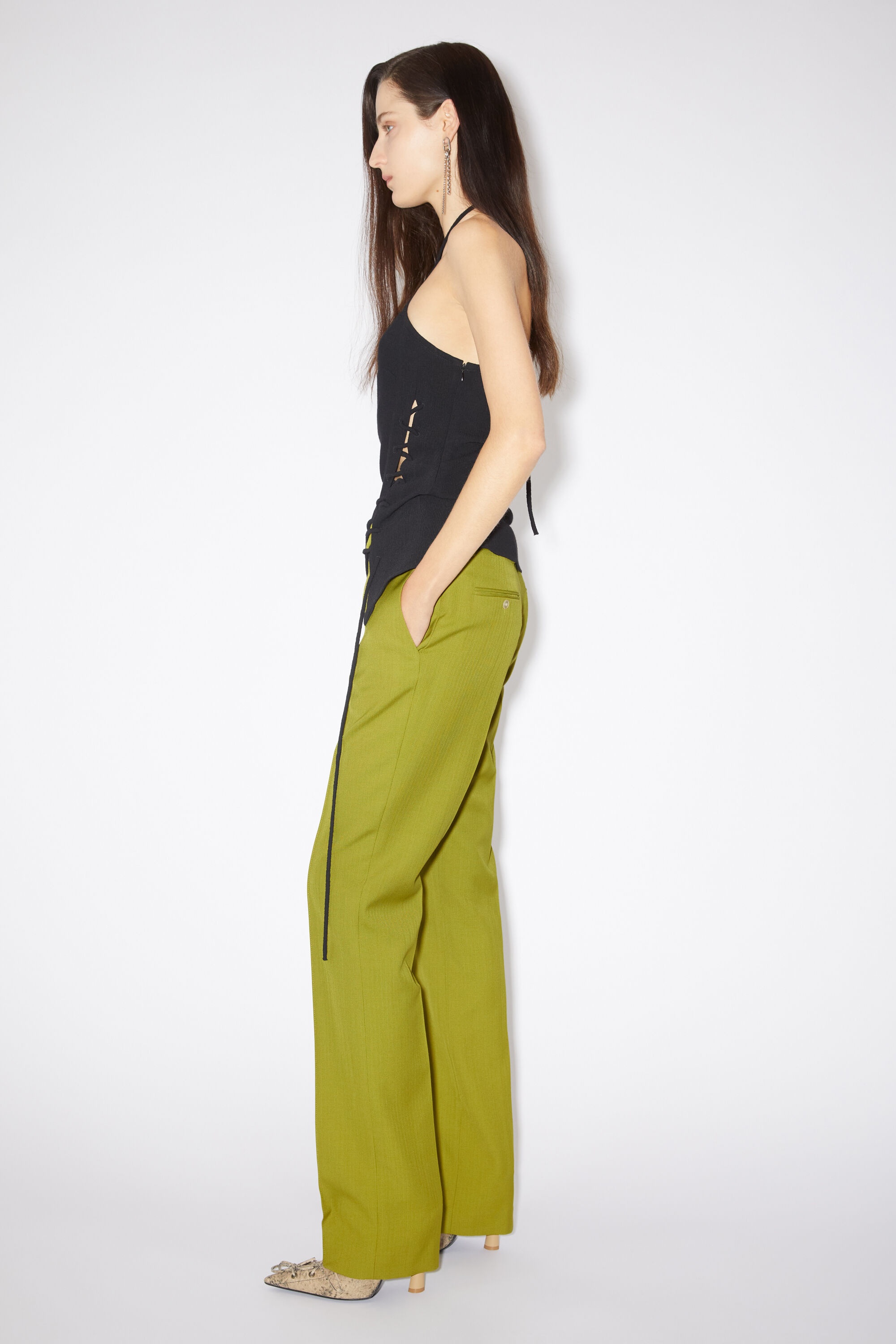 Narrow tailored trousers - Seaweed green - 4