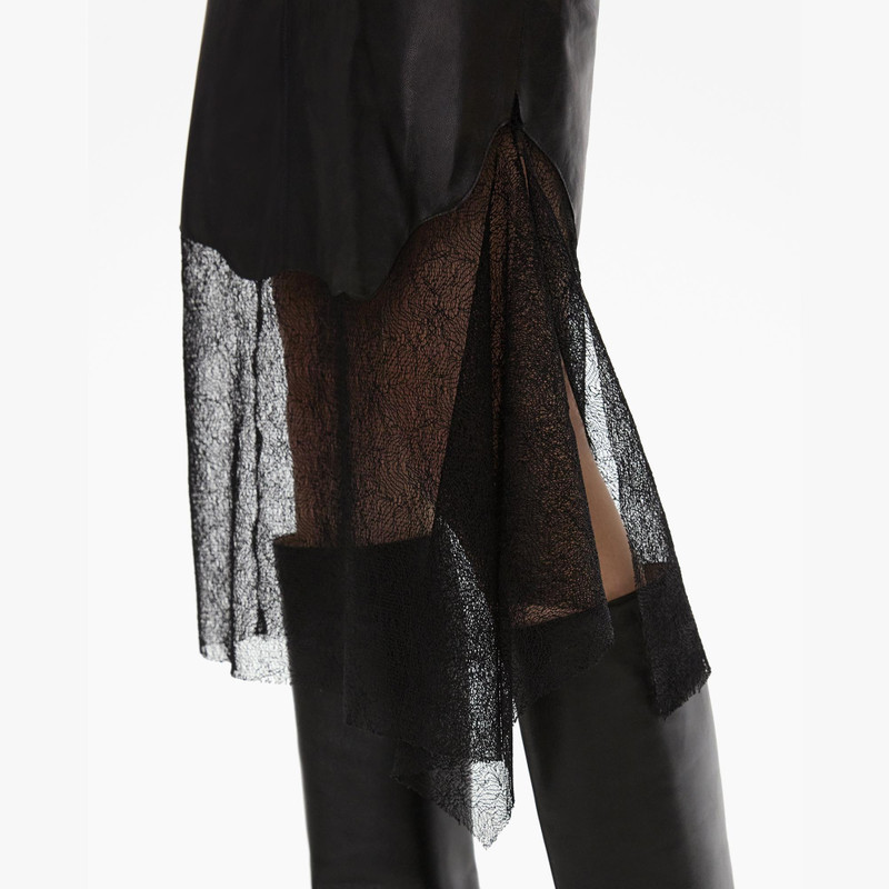 LACE-TRIMMED LEATHER SKIRT 6