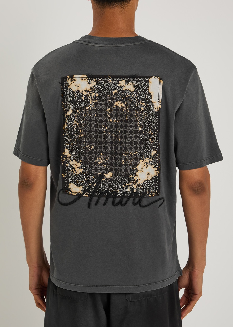 Amiri Bleach Bandana Patch Logo Cotton T-shirt - 3