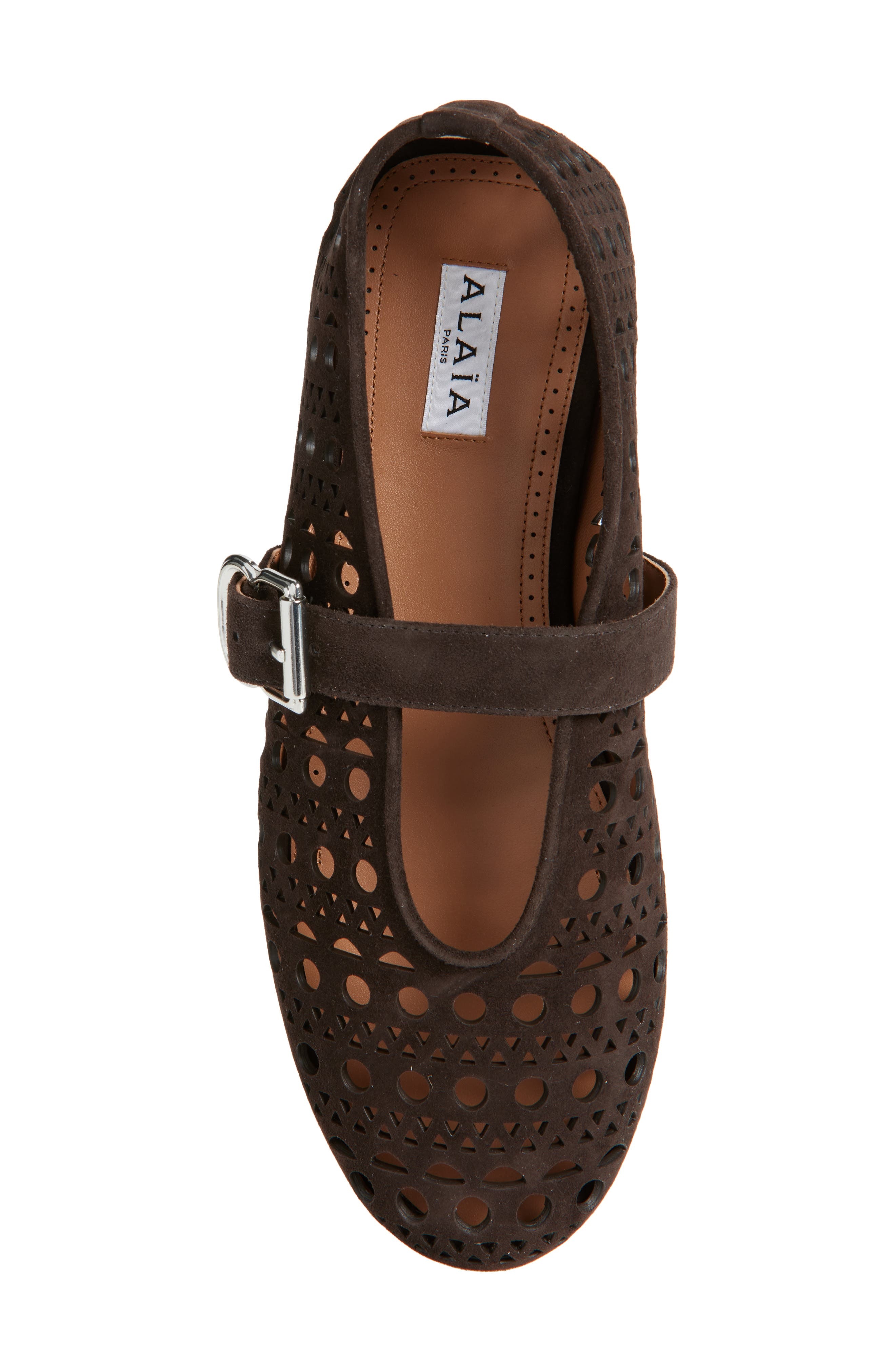 Alaïa Vienne Perforated Ballet Flat in Brun Fonce at Nordstrom - 5