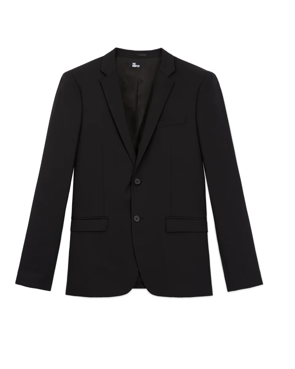 BLACK WOOL SUIT JACKET TAILORED FIT - 1