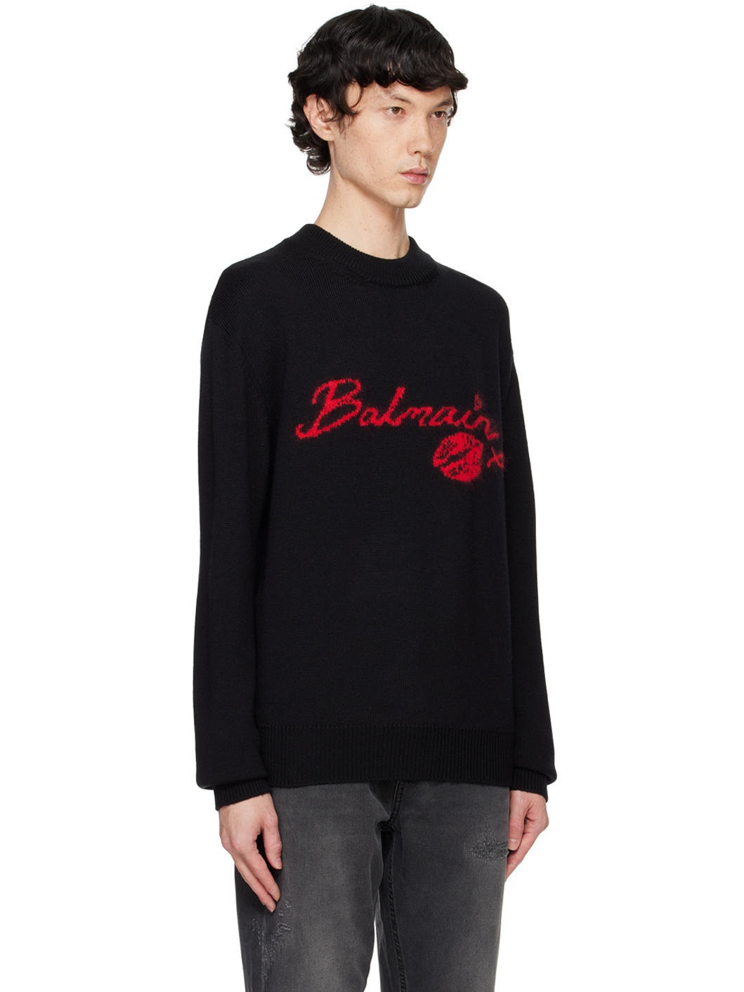 Black Wool 'Balmain Kiss' Sweater - 2
