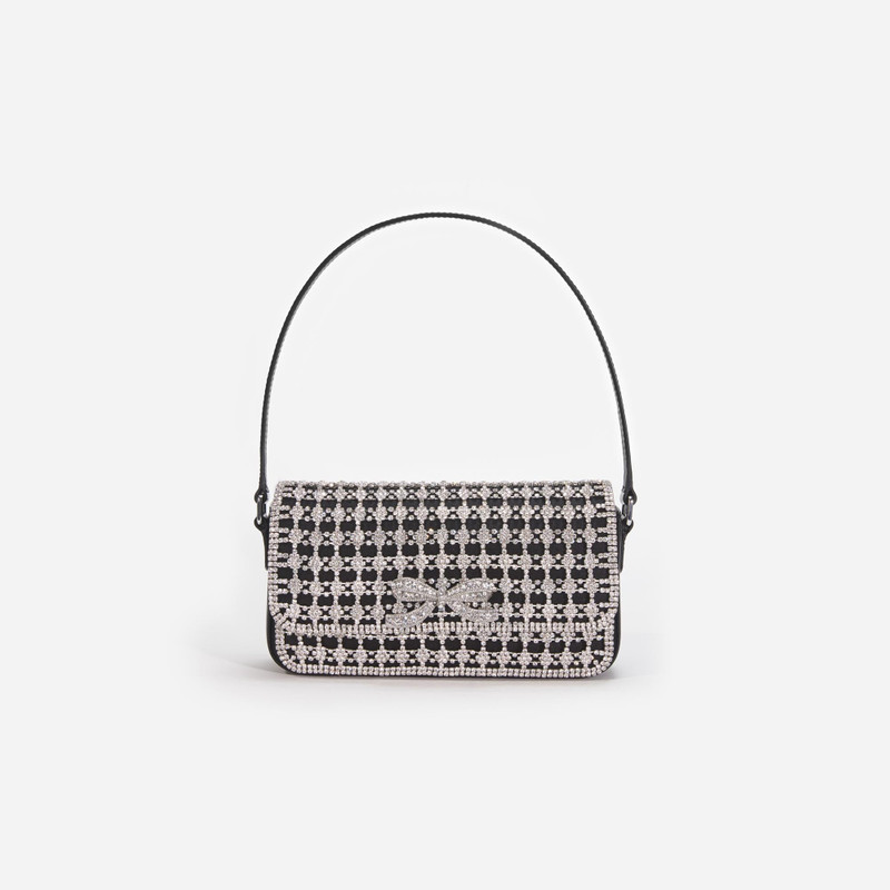 Black Crystal Baguette Bag - 1