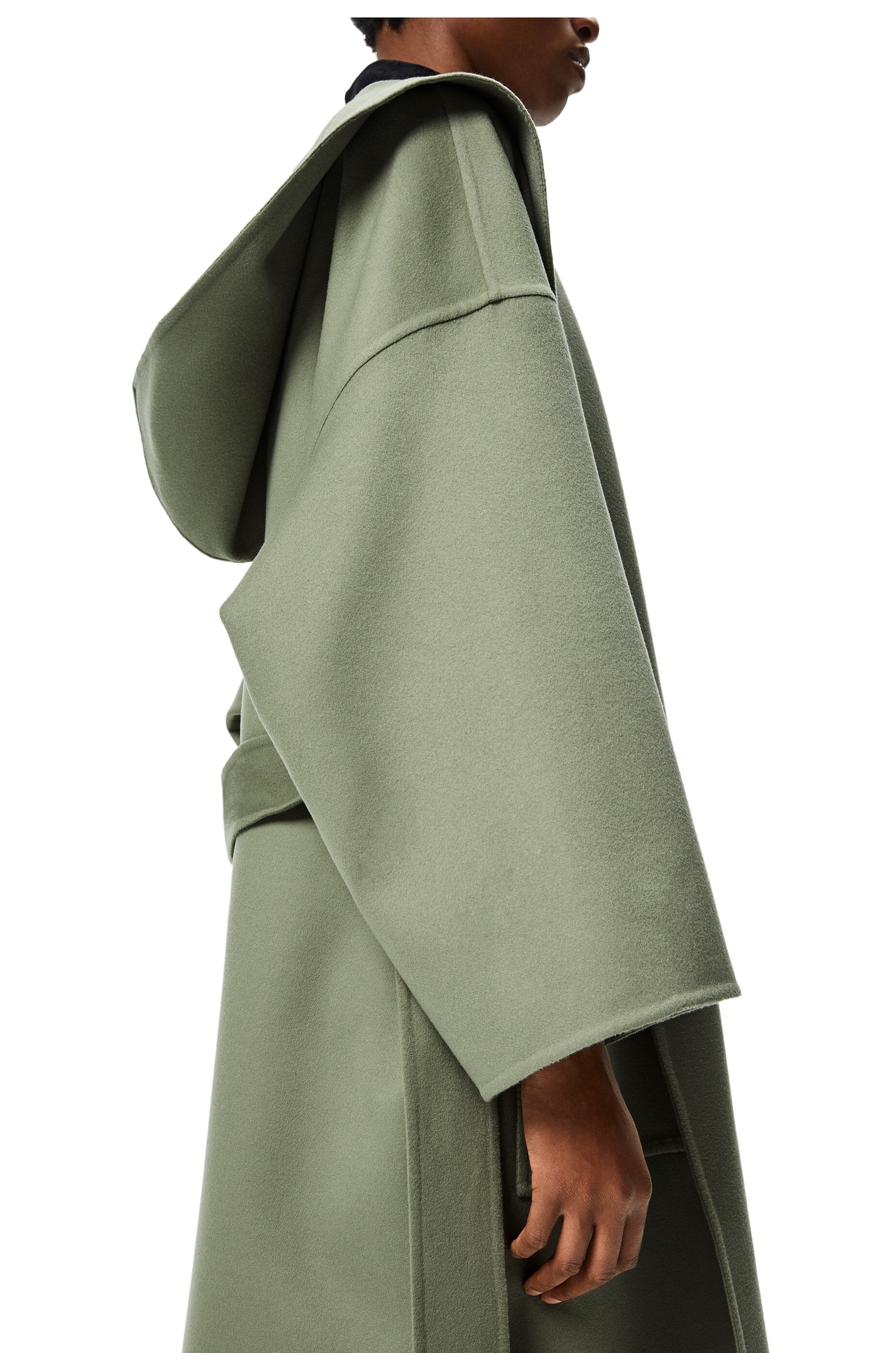 Hooded belted coat in wool and cashmere - 5