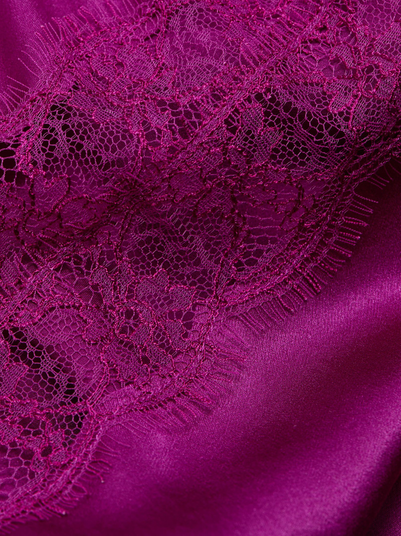 Women's Silk Lace-Paneled Teddy - Framboise 6