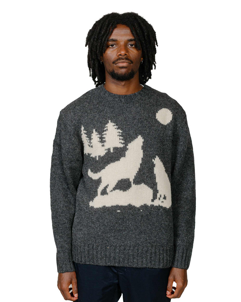 BEAMS PLUS Crew Intarsia 3G Charcoal Grey outlook