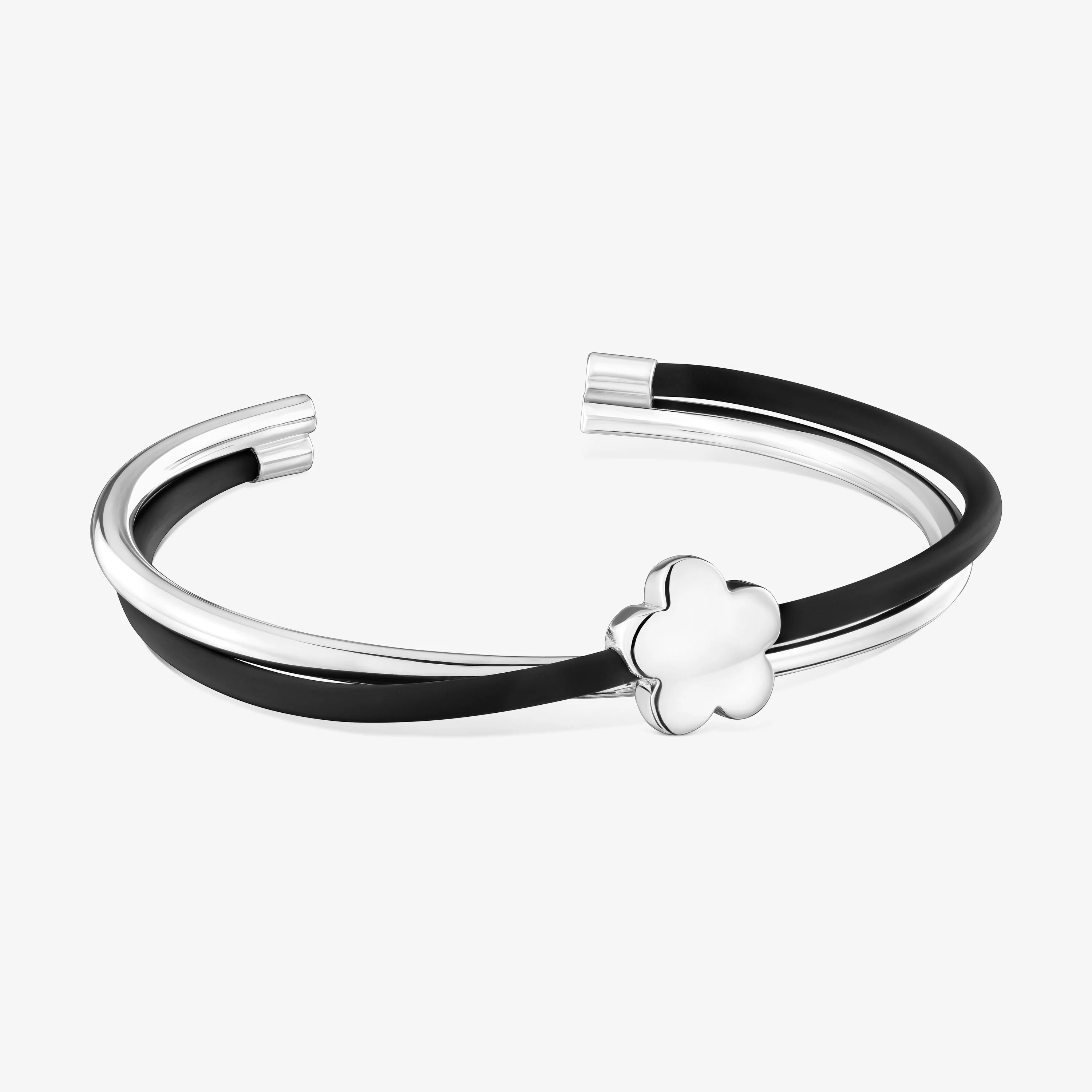 Silver and rubber flower Bangle TOUS Bold Motif - 1