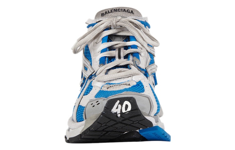 (WMNS) Balenciaga Runner Sneakers 'White Blue Mesh and Nylon' 677402W3RB34912 - 3