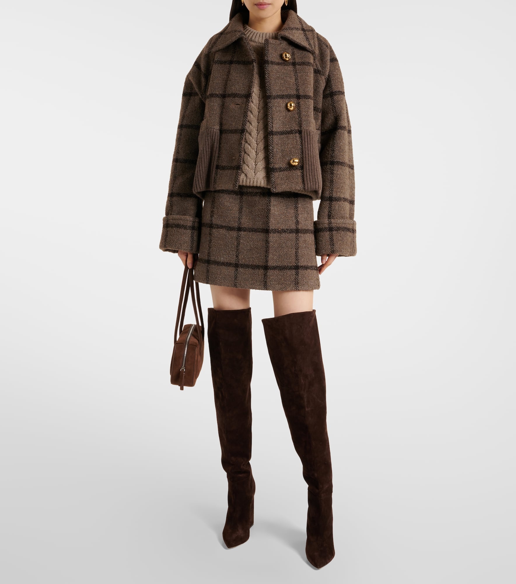 Checked wool-blend tweed miniskirt - 2